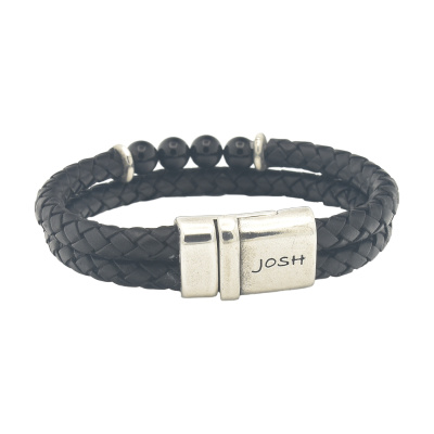 Josh Zwarte Leren Armband 09308-BRA-S/BLACK