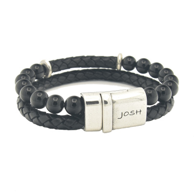 Josh Zwarte Leren Armband 09309-BRA-S/BLACK