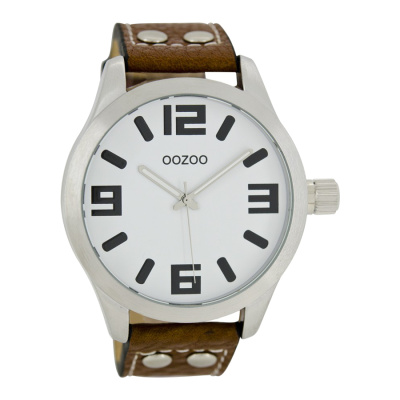 OOZOO Timepieces horloge Cognac/Wit C1051 (46 mm)