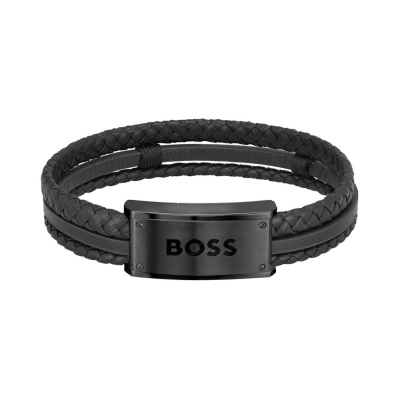 Hugo Boss BOSS Galen Zwarte Leren Armband HBJ1580425