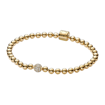 Pandora Signature Beads & Pavé Armband 568342C01 Met 14 Karaat Gouden Plating