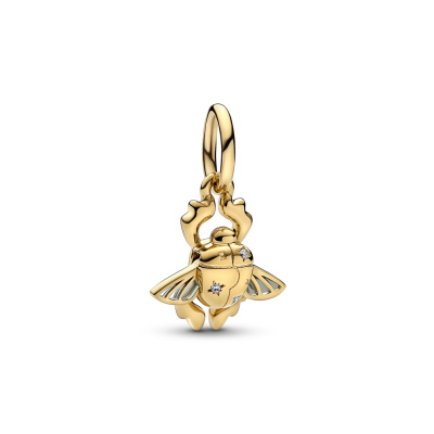 Pandora Disney 925 Sterling Zilveren Aladdin Scarab Beetle Bedel 762345C01 Met 14k Gouden plating