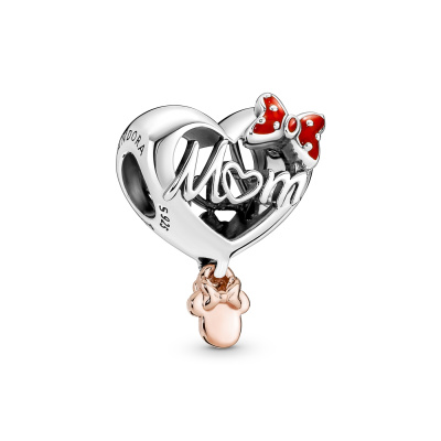 Pandora Disney 925 Sterling Zilveren Minnie Mouse Mom Heart Bedel met 14 Karaat Roségouden Plating 781142C01