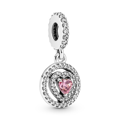 Pandora Timeless 925 Sterling Zilveren Sparkling Double Halo Heart Dangle Bedel 791476C01