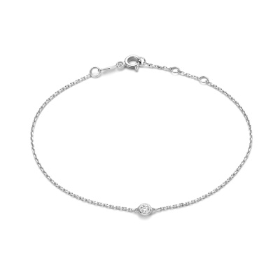 Isabel Bernard De la Paix Alfie 14 karaat witgouden armband | diamant 0.05 ct | IBD320004
