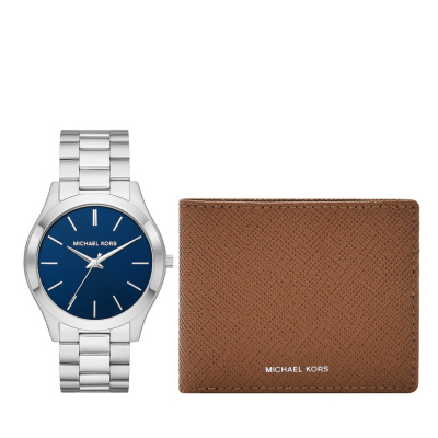 Michael Kors Slim Runway Heren Horloge en Portemonnee Giftset MK1060SET