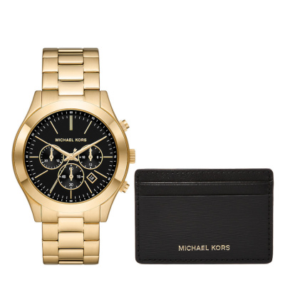 Michael Kors Runway Chronograaf Heren Horloge en Portemonnee Giftset MK1076SET