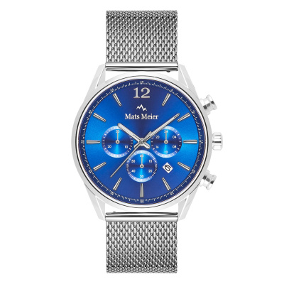 Mats Meier Grand Cornier Chrono Blauw/Zilverkleurig horloge MM00115