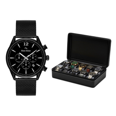 Mats Meier Grand Combin Horlogebox Zwart Met Horloge Giftset MM90020
