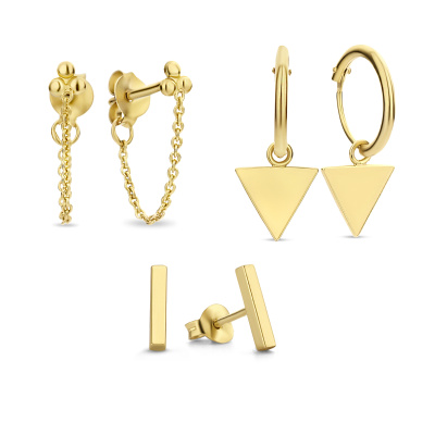 Selected Jewels Selected Gifts 925 sterling zilveren goudkleurige set oorbellen SJSET380001