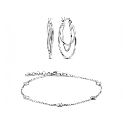 Selected Jewels Selected Gifts 925 Sterling Zilveren Creolen en Armband set SJSET380061