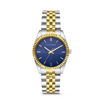 Sunrise Rond Dames Horloge Goud- en Zilverkleurig en Blauw VH08017